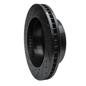 Ford F-250 Super Duty Brake Rotor (1) - Front Right - R1 Concepts - Drilled & Slotted - Black - `05-`12